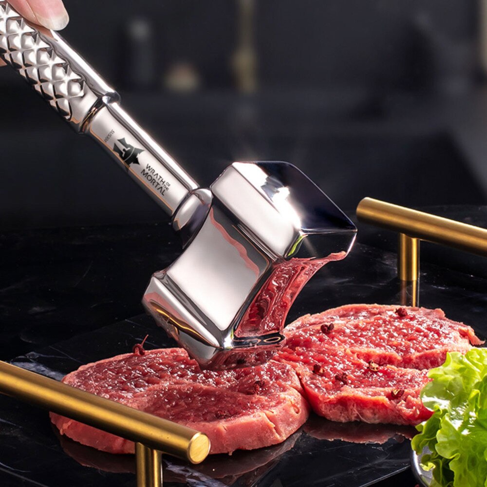 Roestvrij Staal Vlees Hamer Keuken Beefs Varkensvlees Tenderizer Steak Tenderizer Tool Dubbelzijdig Pounder Mallet