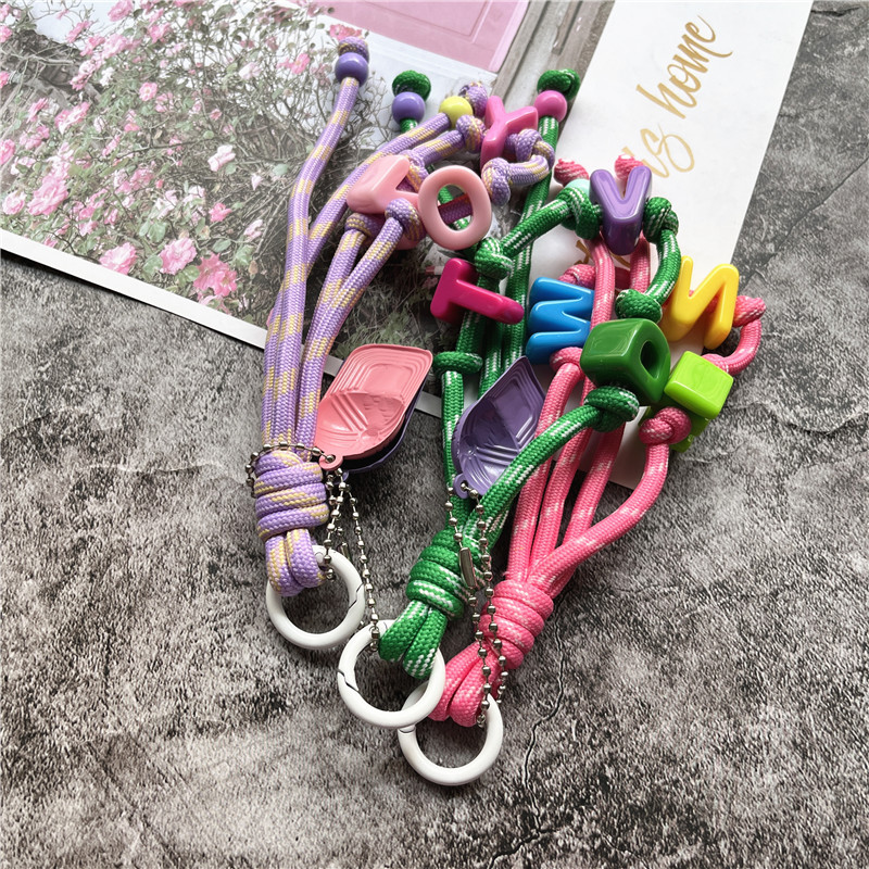Keychains for Cell Phone Key Ring Acrylic Letter Strap for Keys Braided Key Lanyard Bag Cellular Pendant Keycord Exquisite