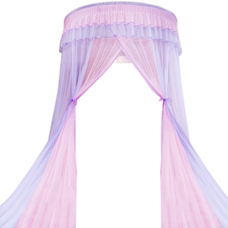 Bed Canopy Double Colors Hung Mosquito Net Princess Bed Tent Curtain Foldable Canopy On The Bed Fairy Lace: Pink purple