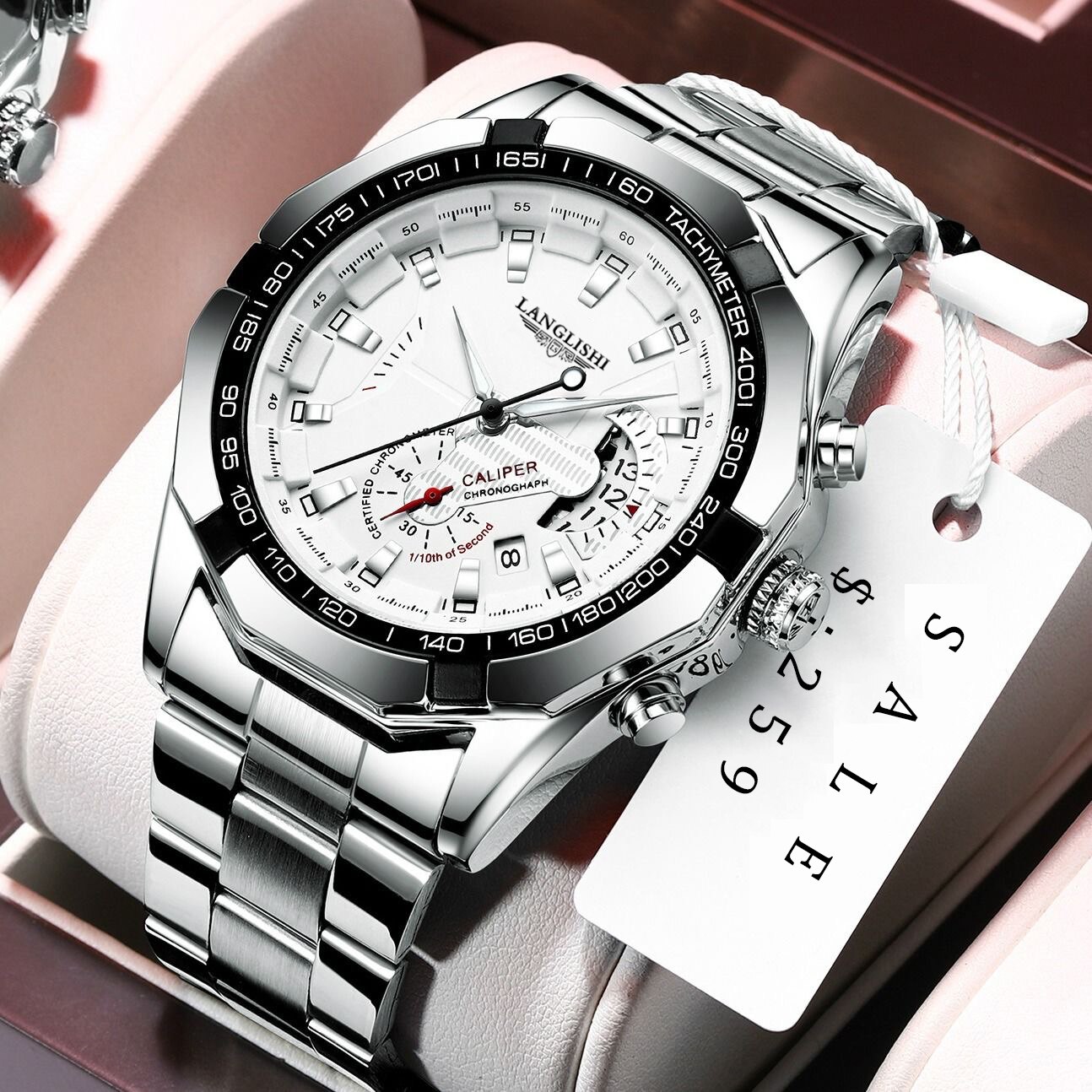 LANGLISHI-reloj analógico de cuarzo para hombre, accesorio de pulsera resistente al agua con cronógrafo, complemento masculino deportivo de de lujo con moderno,