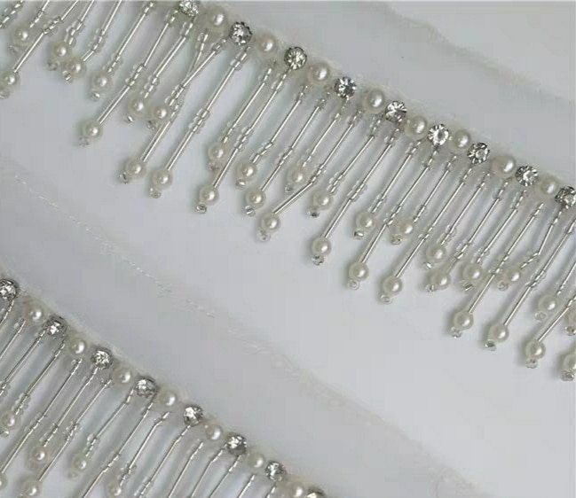 6cm Wide Pearl Beaded Fringe Dancewear Wedding Dress Costumes DIY Sewing Supplies