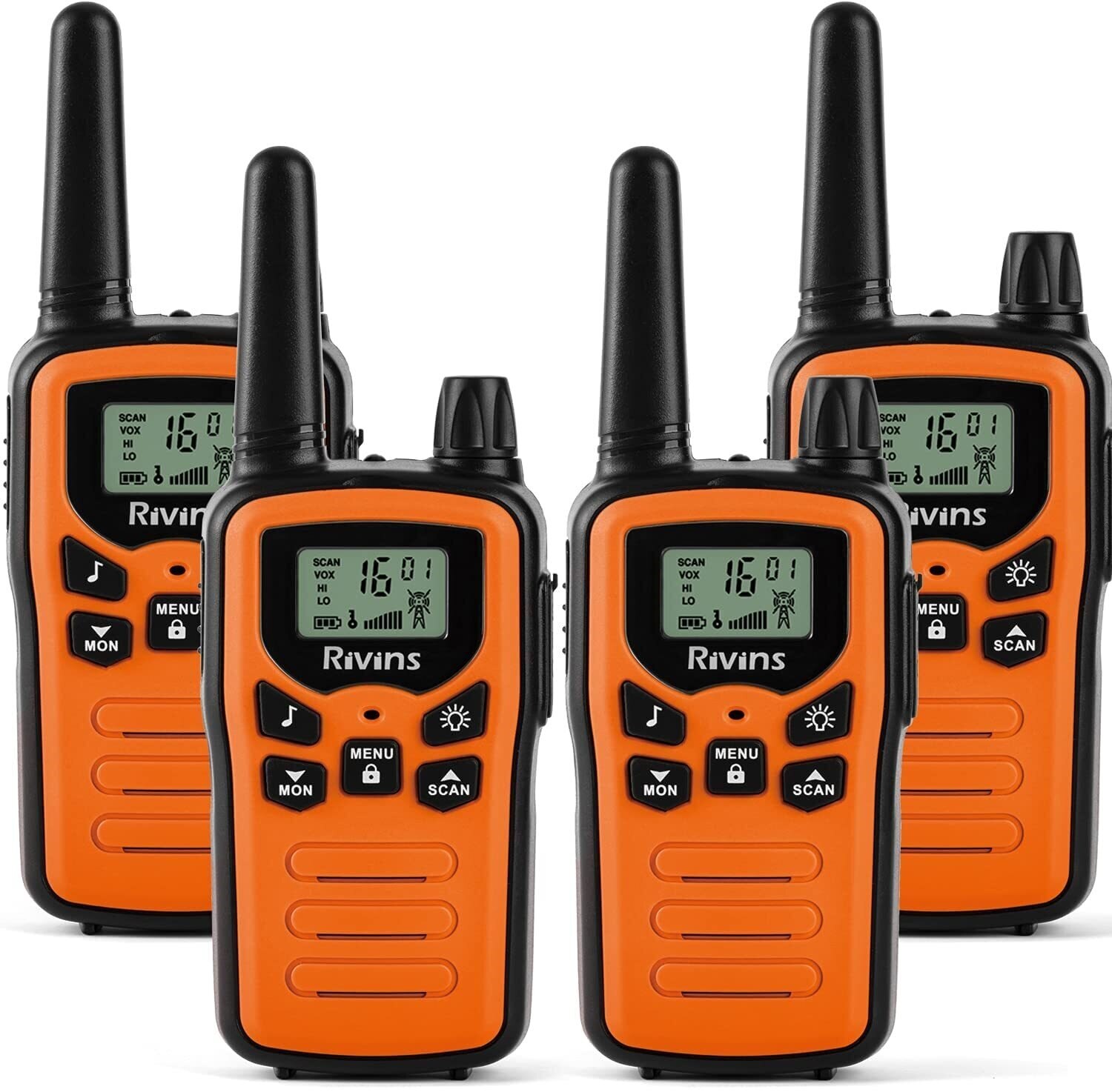 Walkie Talkies für Erwachsene 2 Pack 2-Funkgeräte 22 Kanal mit VOX Scan LCD Display und LED Taschenlampe ideal für Radfahren Wandern: 4 Pack