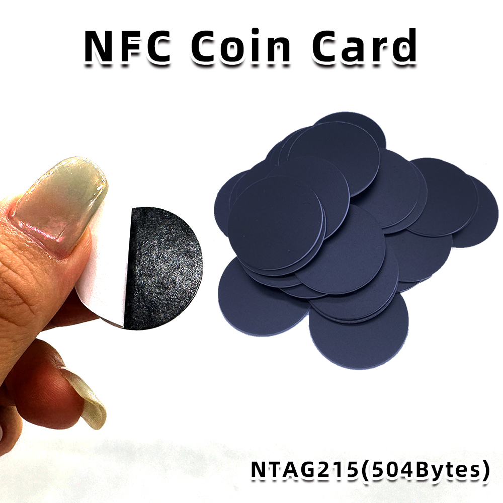 Etiquetas Ntag 215 negras, pegatinas RFID disponibles para teléfono NFC, etiqueta adhesiva NFC Ntag215, etiqueta autoadhesiva de 13,56 MHz, pegatina ISO14443A