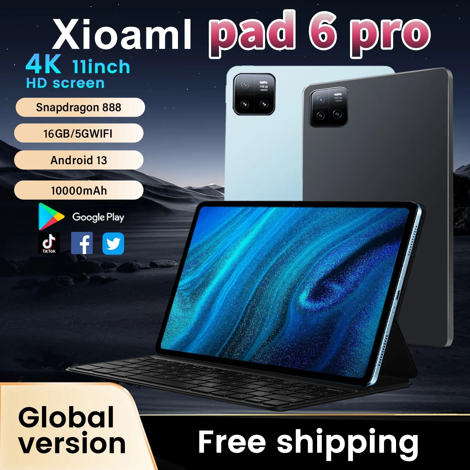 2025 Pad 6 Pro Originele Tablet 10.1 inch Android 14 Snapdragon 8gen2 Global 16 GB + 1024 GB 10000 mah 5G Dual SIM WIFI HD Volledig Scherm