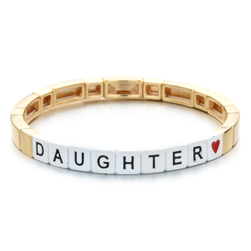 Zmzy guldfärg pulseira mama tjej pojke familjearmband metall sten armband & armband för kvinnor smycken femme love berloque: Försilvrad