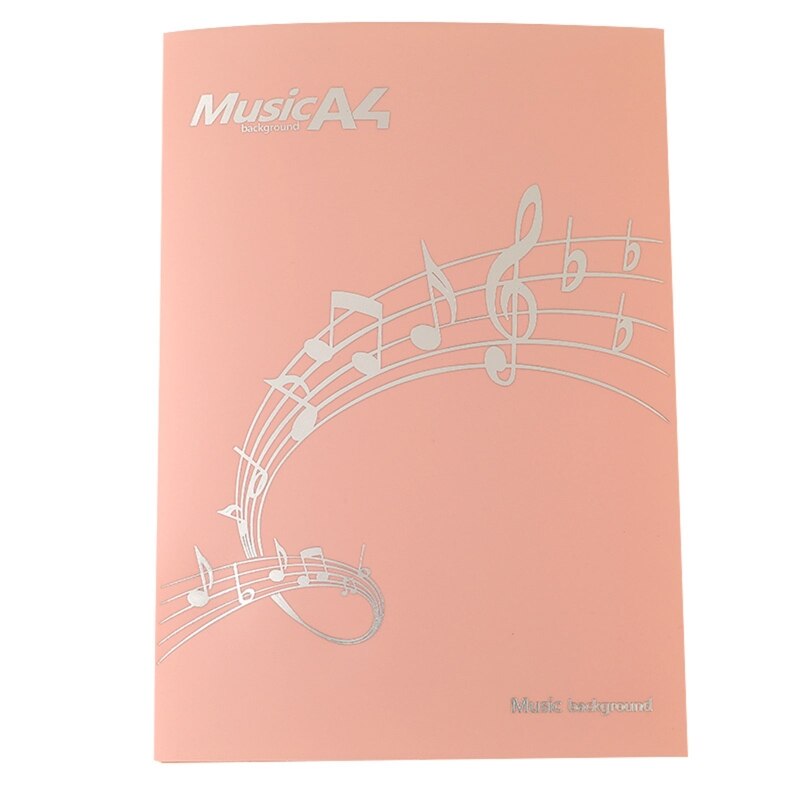 57EC Durable 4 Pages Folding Music Score Folder Practice Piano Paper Plastic Sleeves A4 Sheet File Storage Book for Artists: Morandi Pink