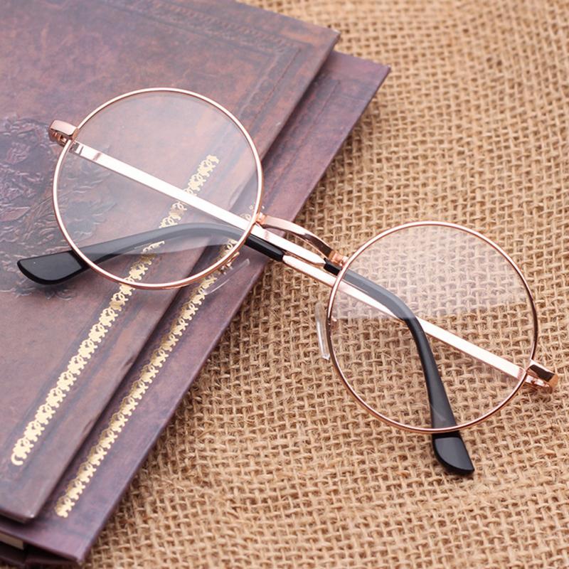 Round Metal Decorative Plain Eyewear Glass Unisex Optical Glasses UV Protective Windproof Eyeglasses