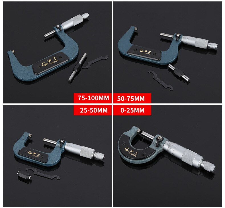 1Pc Buiten Micrometer 0.01 Mm 0-25 Mm/25-50 Mm/50-75 Mm/75-100 Mm Metric Gauge Schuifmaat Voor Meetinstrumenten