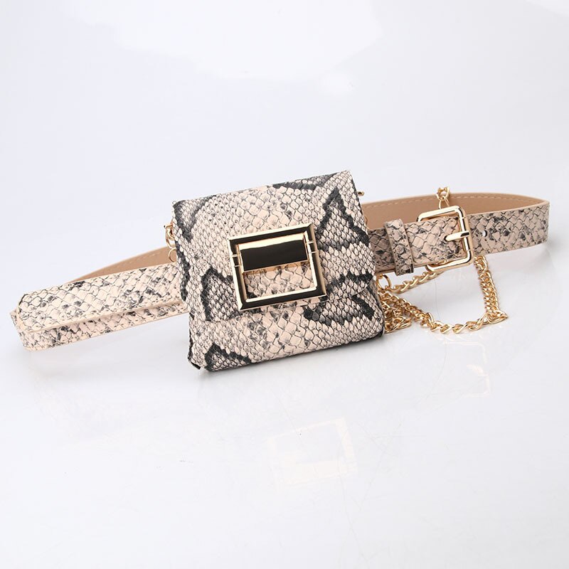 Heuptasjes vintage heuptasjes telefoontasje heuptasje van pu-leer vintage dames heuptas schoudertas met ketting: Slangenhuid