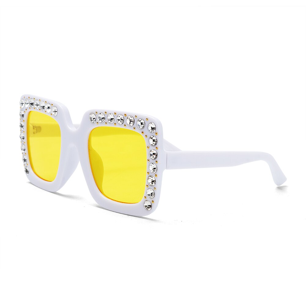 Mærke børn solbriller rhinestone  uv400 beskyttelse firkantet sommer tilbehør akryl linser 1830 beskyttelse briller: C4