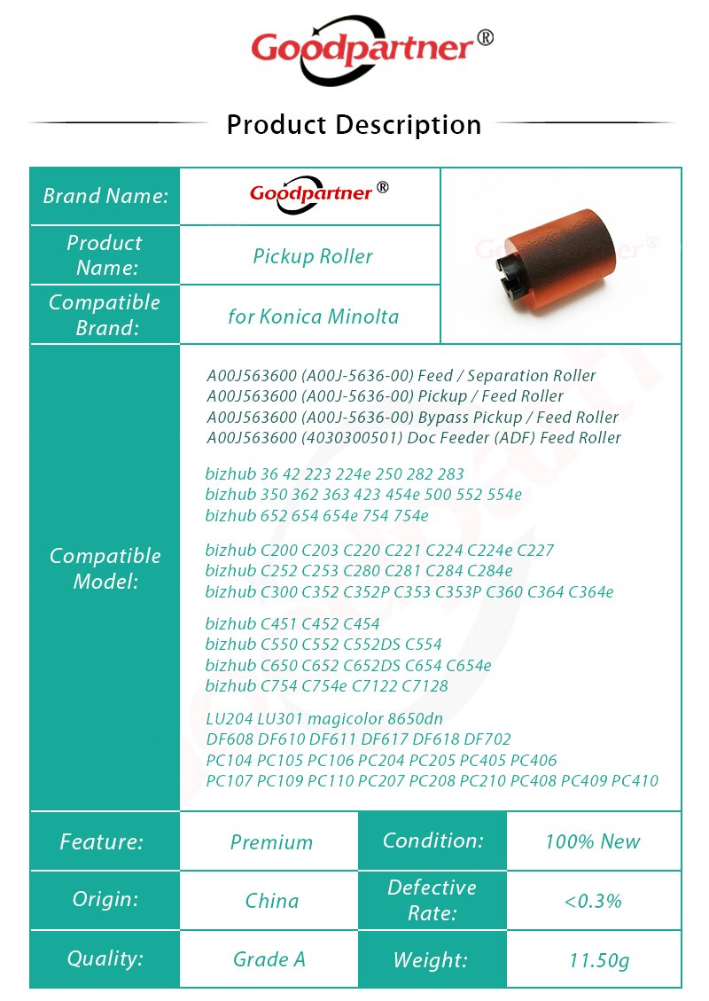 10X A00J563600 bizhub 363 223 283 423 652 Cilindro De Recolhimento para Konica Minolta C253 C353 C220 C280 C360 C451 C650 C452 C552 C652
