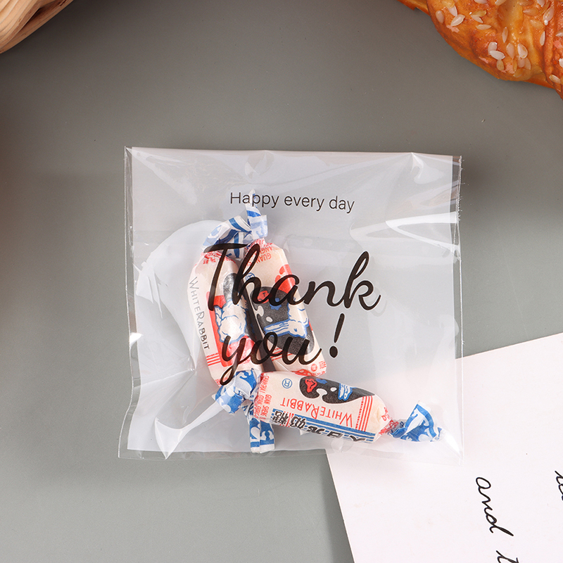100 Stück Plastiktüzehn Dankeschön-Keksbeutel, selbstklebende Süßigkeitenbeutel für Hochzeit, Geburtstag, Party, Geschenktüte, Kekse, Backen, Verpackungsbeutel