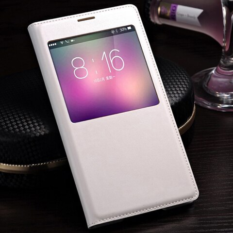 Flip Cover Leather Case Voor Samsung Galaxy S5 S 5 Galaxys5 Samsungs5 SM G900 G900F G900FD SM-G900F SM-G900 Smart View telefoon Case: White