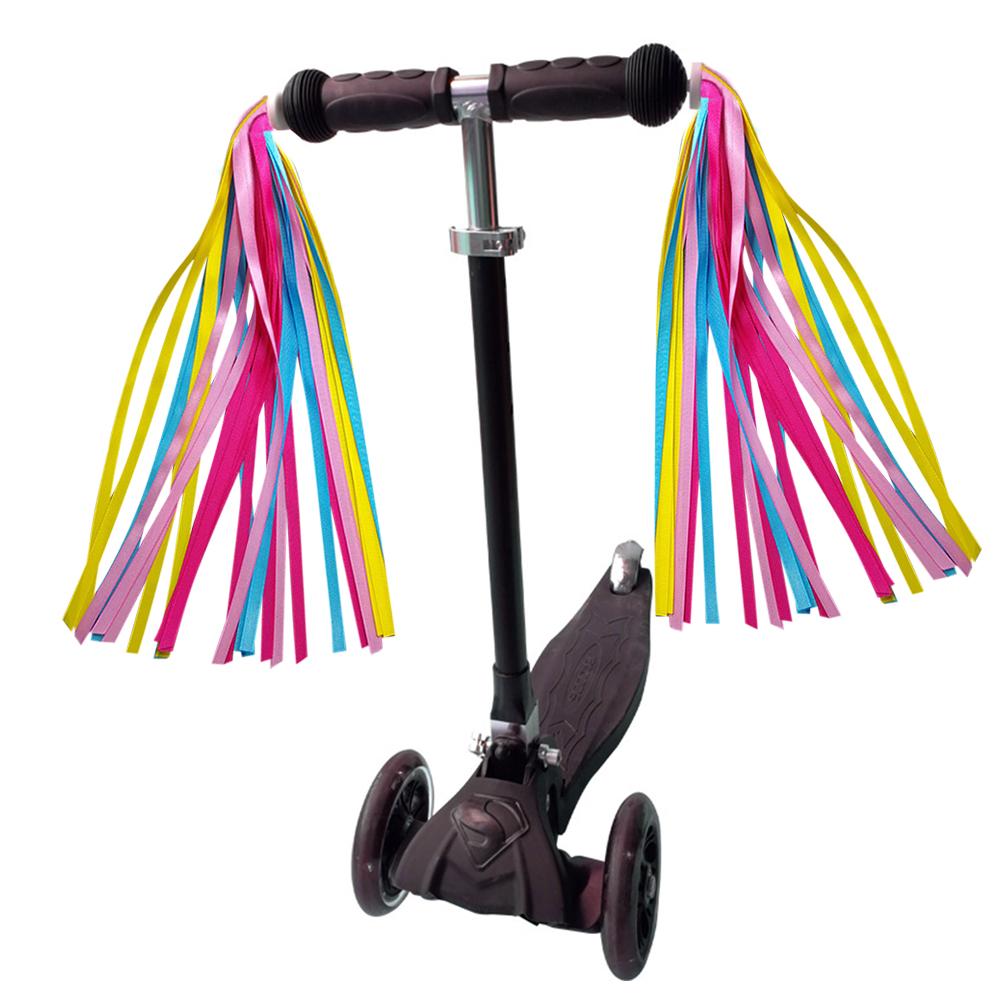 Banderoles colorées avec pompon décoratif pour enfants, guidon de vélo Scooter, pour garçons et filles, accessoires de bicyclette