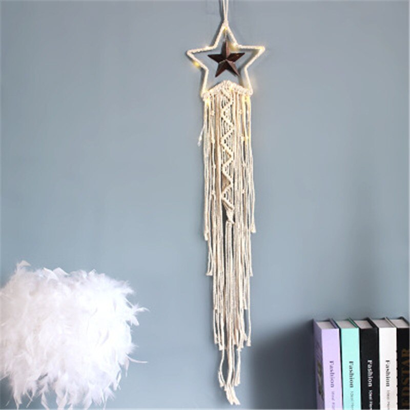 Lune et étoile macramé tapisserie murale suspendus Boho lune étoiles capteur de rêves tenture murale pendentif pour enfants filles chambre décoration
