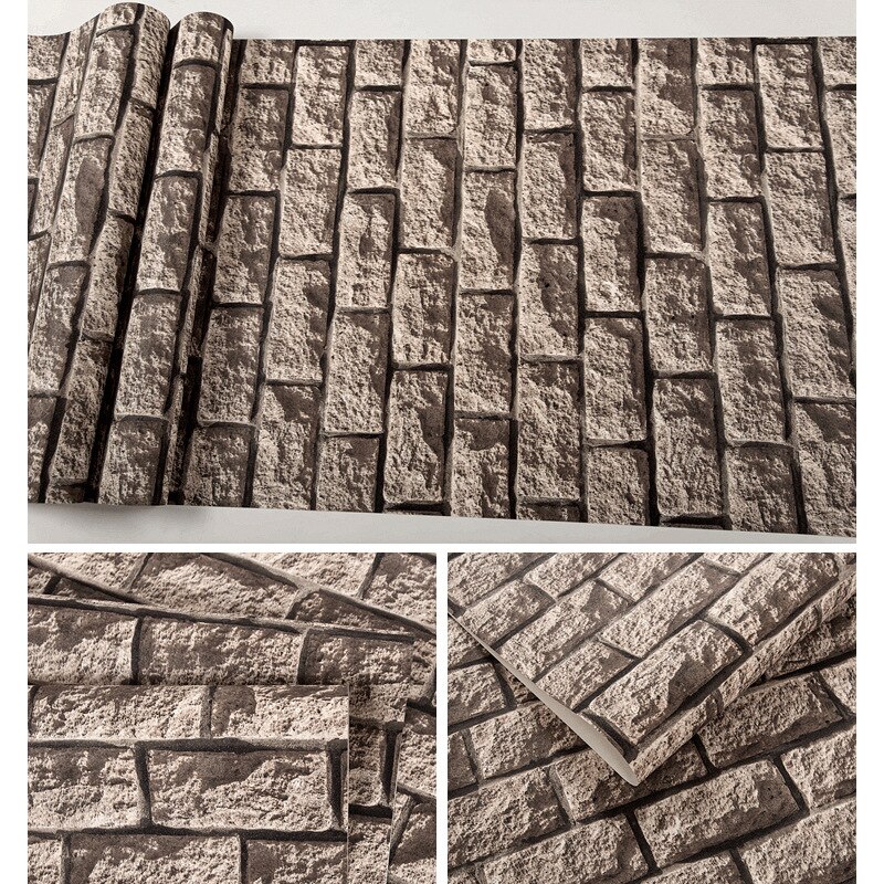 Brick Pattern Wallpaper Retro Nostalgic Simulation Stereo Marble Antique Brick Stone Bar Restaurant Background Wall Wallpaper: 28402