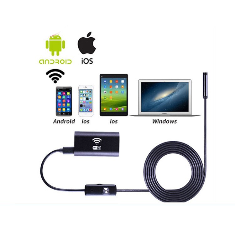 Wifi Endoscope Camera HD720P 8mm lens USB camera semi-rigid Cable Waterproof Iphone Android wireless car inspection borescope