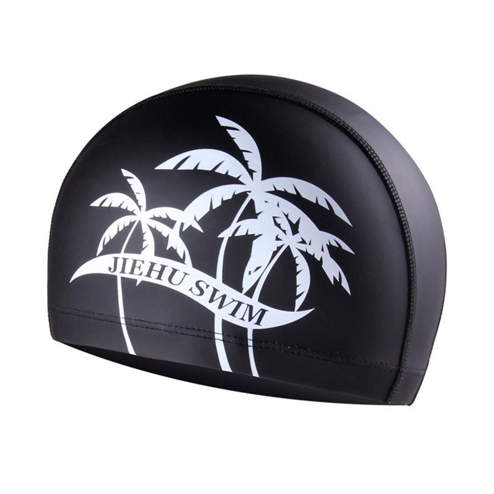 Bonnet de natation étanche pour hommes et femmes adultes, protection des oreilles, cheveux longs, chapeau de piscine, sport, taille libre: Black