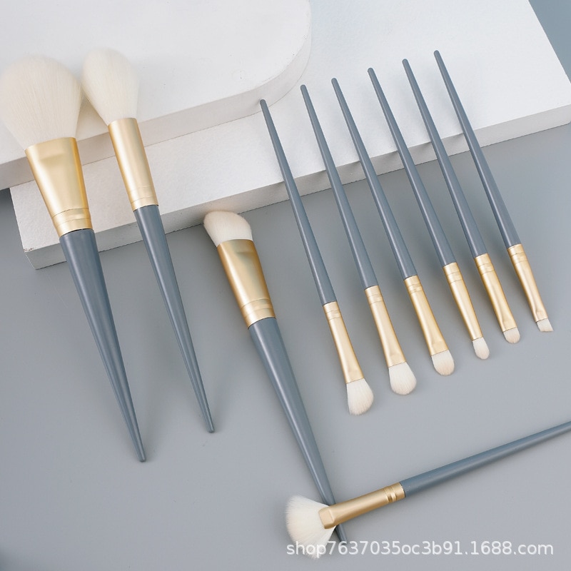 Women's 10 Makeup Brush Set Loose Powder Brush Eyeshadow Refresh Hand Student Full Set of Beauty Brushes: just brushes