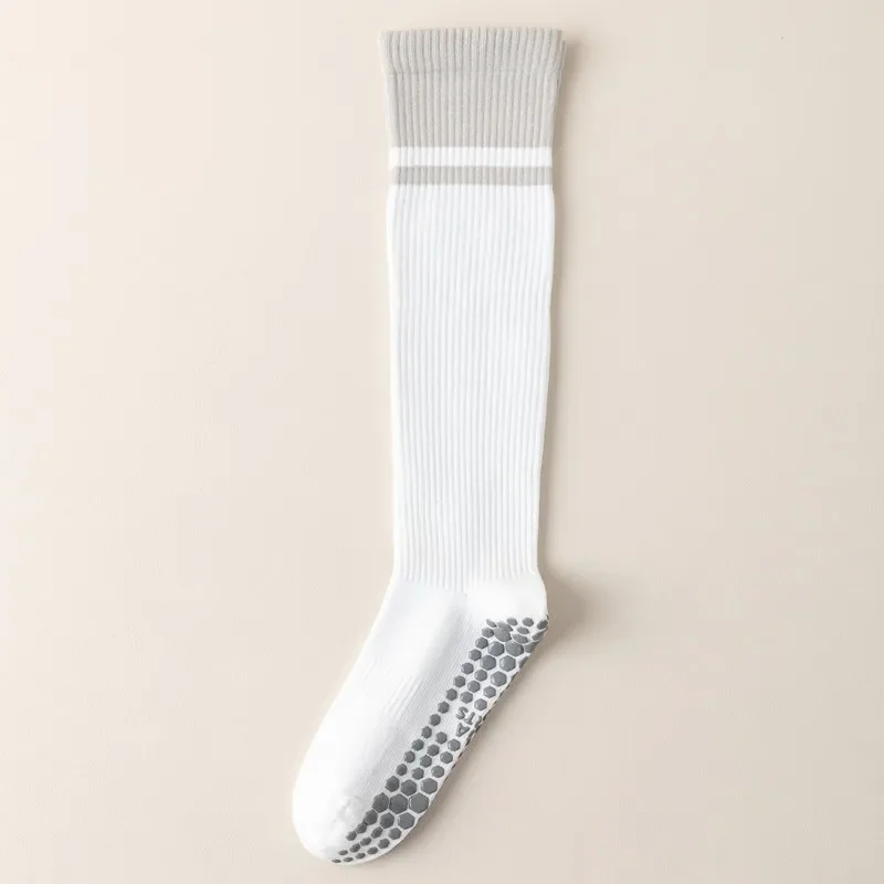 Color Blocked Yoga Calf Socks Anti Slip Pilates Socks Dance Fitness Sports Socks Long Tube Compression Stockings: black