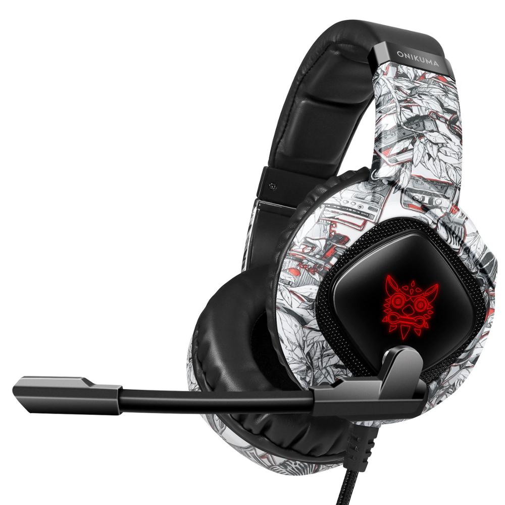 Gaming Headset Voor Pc PS4 /Xbox /Laptop Headset Met Microfoon Led Verlichting 3D Stereo Wired Hoofdtelefoon: Camouflage white