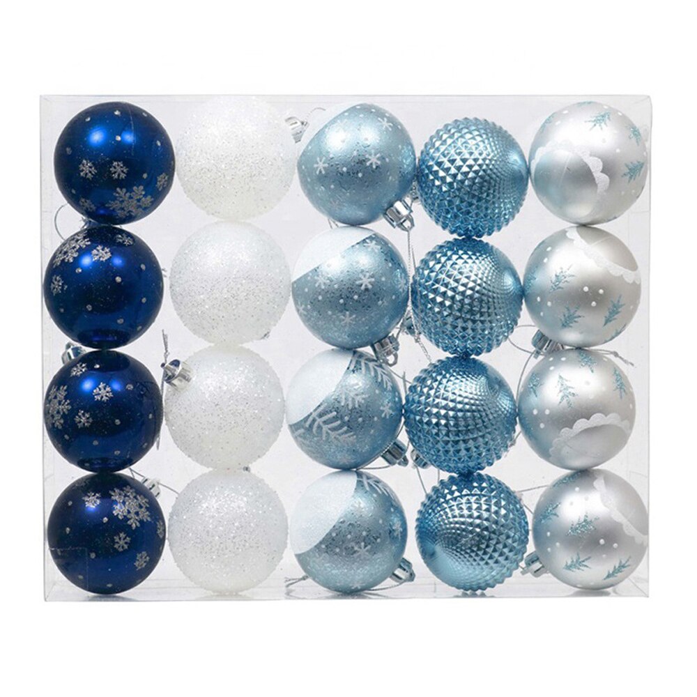 20pcs/set of 6cm golden red blue christmas ball decoration bright ball matt christmas tree hollow ball home decoration: Silver blue