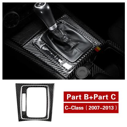 Car Styling Decorative Carbon Fiber Gear Central Control Panel Sticker Decal For Mercedes-Benz C Class W204 2007-13: B