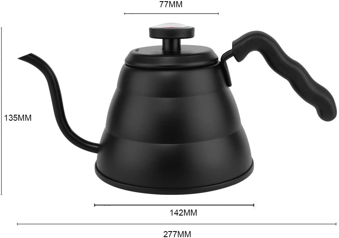Pour Over Coffee Kettle with Thermometer-Flow Gooseneck Barista-Standard Hand Drip Coffee Kettle Pots Fit Stovetops & Induction