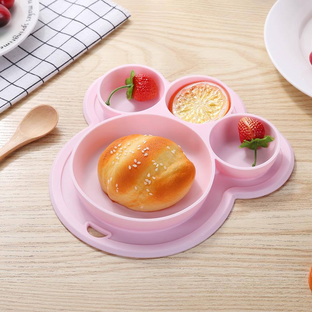 Kids Silicone Bear Paw Dinner Feeding Tableware Hanging Hole Children Bowl Bear Paw Children Dinner Plate