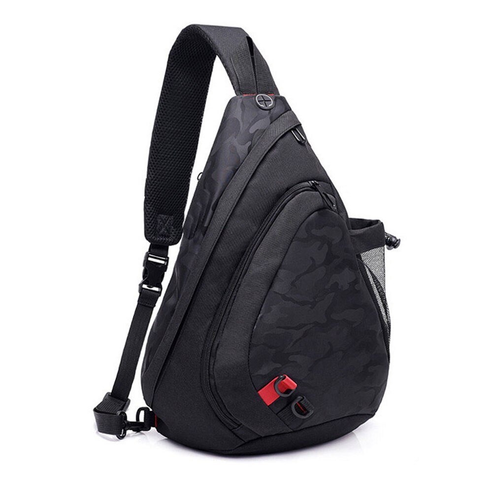 Männer Wasserdichte Rucksack Schulter Multi-funktionale Reise Kleine Sling Zipper Solide Kopfhörer Loch Brust Tasche Crossbody