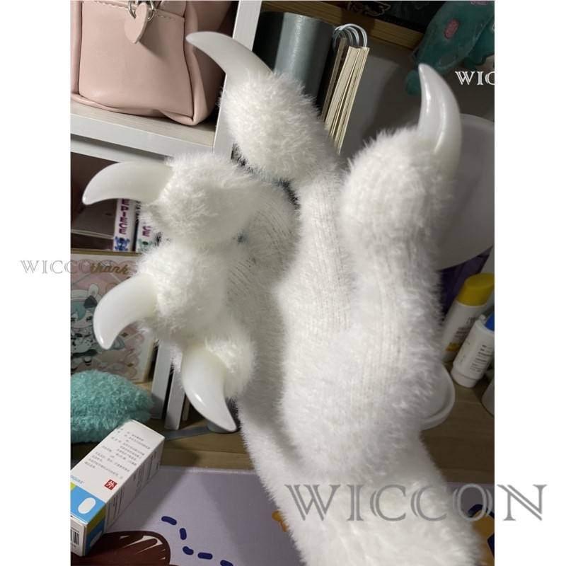 Furry Gloves Kig Fursuit Kigurumi Cosplay Plush Gloves Full SeasonGloves Claw Black White Multicolor Claw Cute Cool Furry