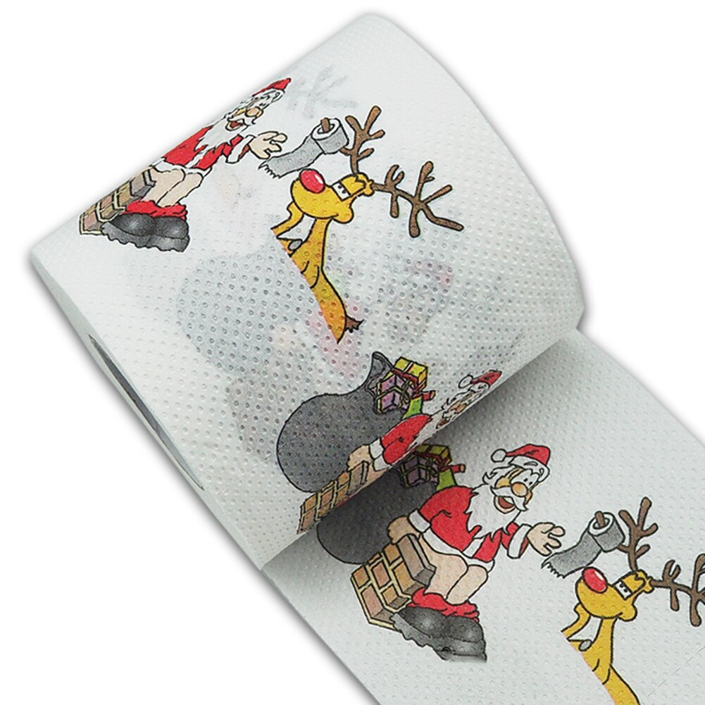 Papier toilette en rouleau de papier | Série motifs de noël, imprimés amusants, motif père noël
