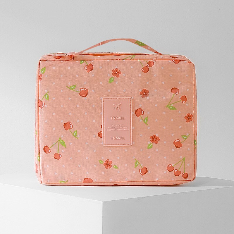 Wielofunkcyjna kosmetyczka podróżna Neceser kobiety torebki na makijaż Organizer do przyborów toaletowych wodoodporne kobiece pojemniki do makijażu: Pink cherry
