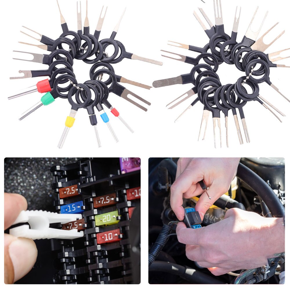 1 sæt /41 stk pin frigørelsesværktøj metal praktisk bilstik ledningsnet frigørelse pick extractor pin remove tool extractor til bil