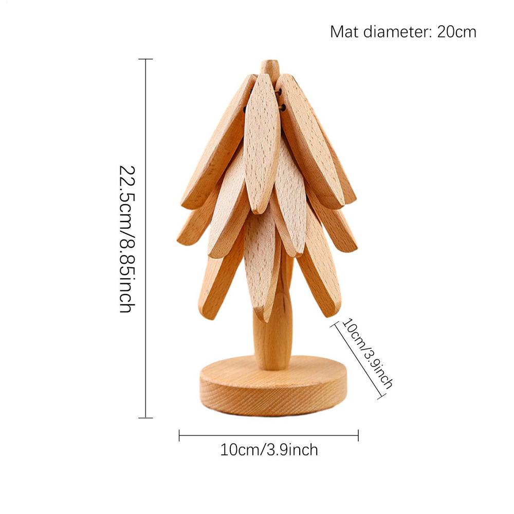 Onderzetters met boommotief, houten placemats, tafelmatten, isolerende onderzetters, anti-verbrandingsonderzetters voor pannen, beschermmatten voor tafel en aanrecht.: Geel