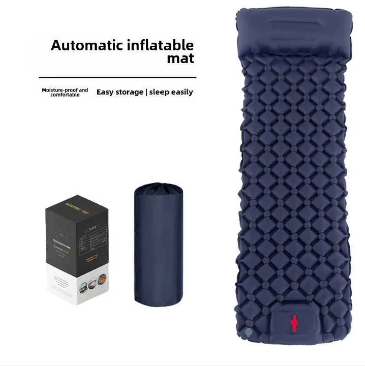 Enkel uppblåsbar sovmatta camping luftkudde bärbar resemadrass fukttät lämplig för camping vandring.: Vinröd