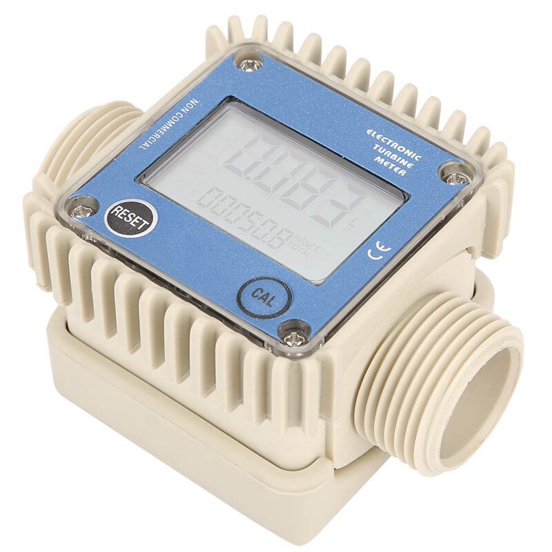 K24 LCD Turbine Digital Fuel Water Hose Flow Meter Widely Used for Chemicals Water Blue