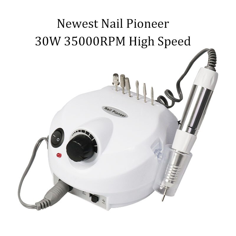 Electric nail drill 35000 RPM manicure machine equipment for pedicure pedicure nail file tool drill bit polishing tool set: White