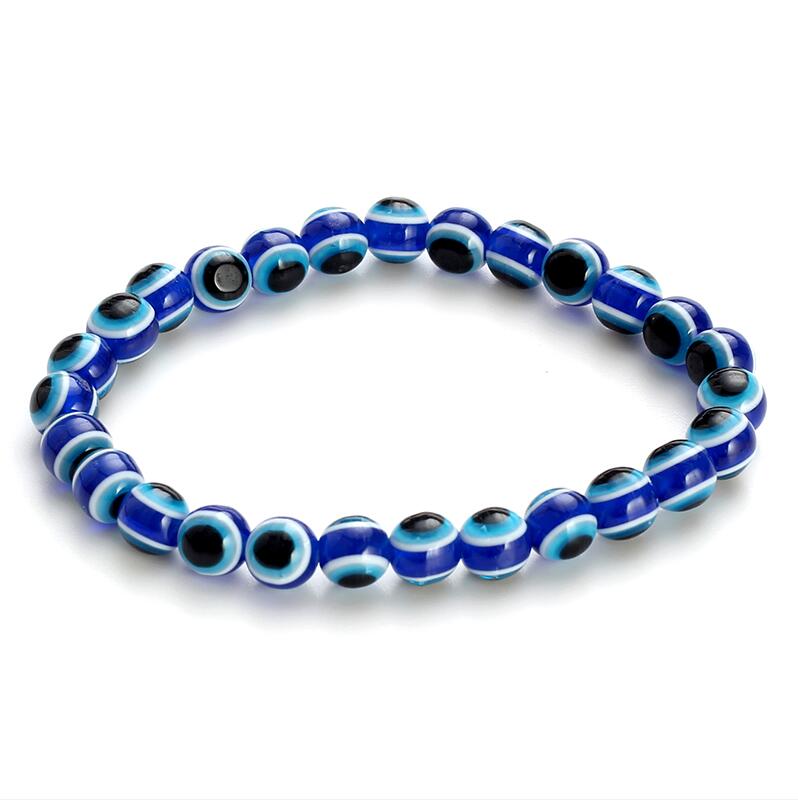 Evil Eye 4 6 8Mm Blue Resin Kralen Kralen Armband Turkse Stijl Charm Blue Eye Bead Armband voor Vrouwen EY4779: 6mm BLUE