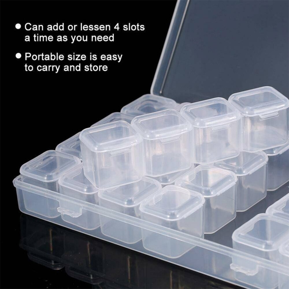 Visible 28 Square Grid Transparent Storage Box Thick 28 Cells Transparent Useful Storage Plastic