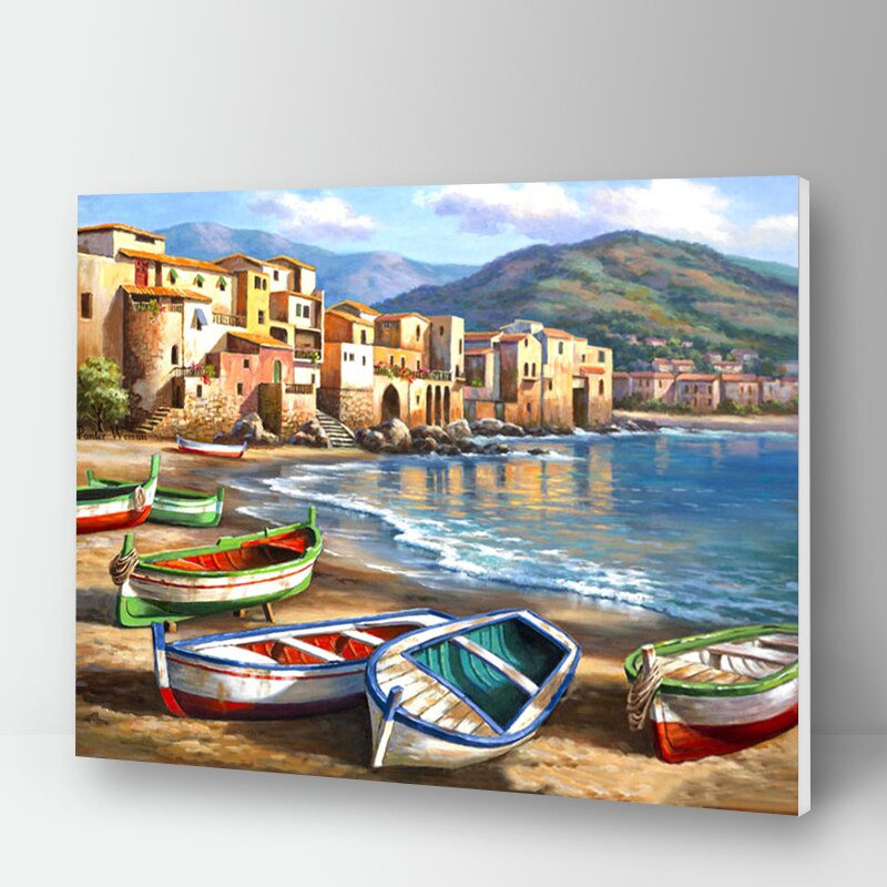 Landscape Town Drawing By Number 40x50cm Paints Acrylics Canvas Painting Numbers Walls Pictures For Living Room Decor One Piece