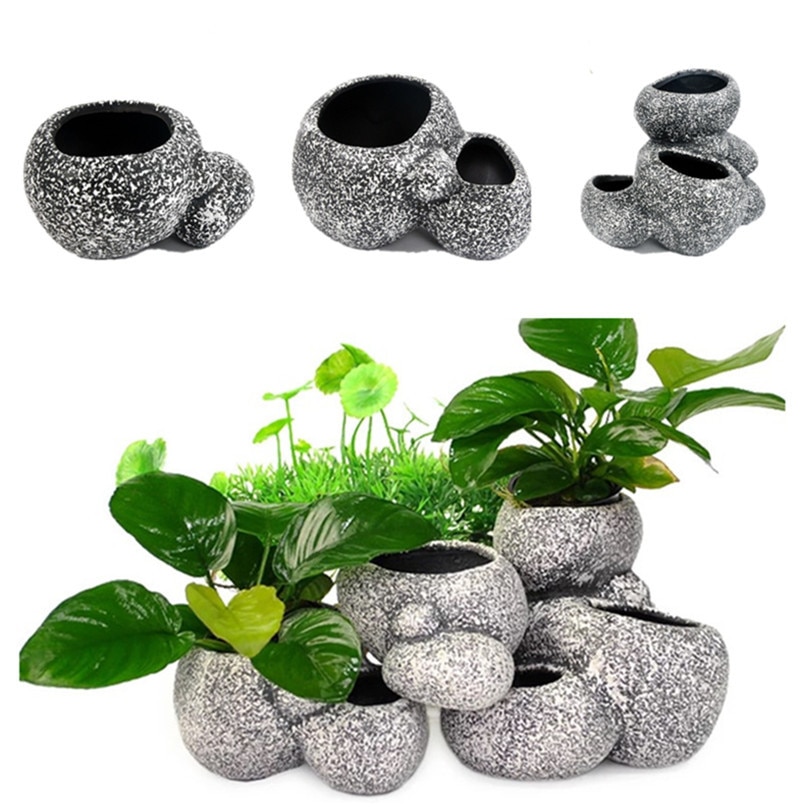 Akvarieväxt bonsai stenkruka fisktank stengrottadekoration för fiskuppfödare bonsai skyddsfilter