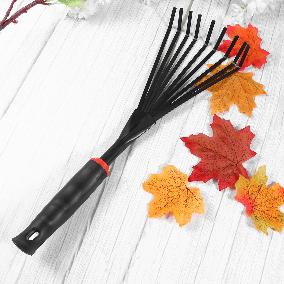 1PC Large Steel Wire Gardening Rakes Multifunctional Fallen Leaves Harrow Grass Rake Wooden Handle Garden Rake Gardening Tool