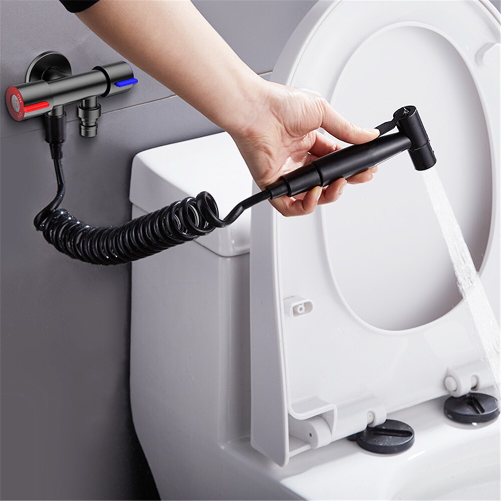 Black Handheld Toilet Bidet Sprayer Kit Stainless Steel Bidet Faucet Hand Sprayer Shower Head Bathroom Kitchen Faucet Accessory