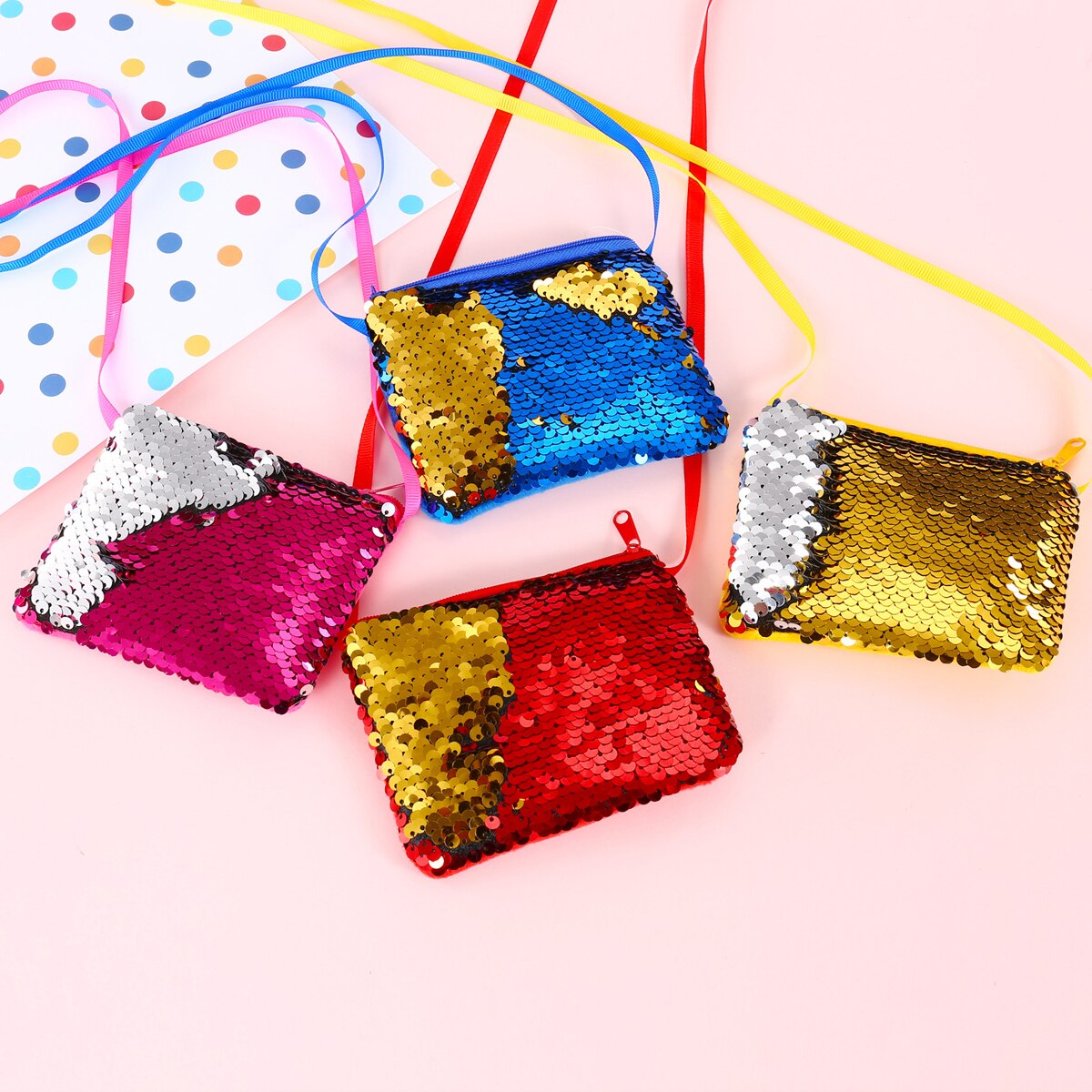 New Fashion Baby Kids Girls paillettes portamonete cambio portafoglio borsa per bambini pochette Glitter cartella