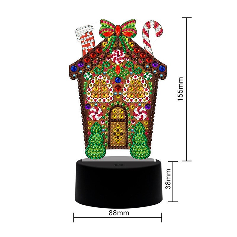 Cuadro de Navidad con diamantes de Navidad, bordado con luz LED, decoración de noche, punto de cruz, artesanal: A