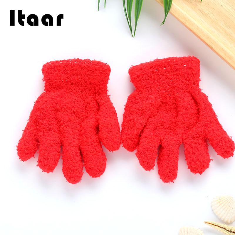 Gants de danse doux multicolore en peluche tricot enfants Performance enfants maternelle hiver: red