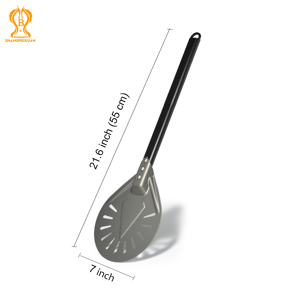 Pala para Pizza perforada, herramienta redonda corta con mango de madera antideslizante, pala para Pizza pequeña, 6, 8, 9 pulgadas: Beige