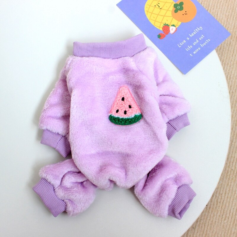 Macacão de cachorro de lã macia, quente, pijama de inverno, roupas de cachorro, pijama para cachorro: ROXO / XXL