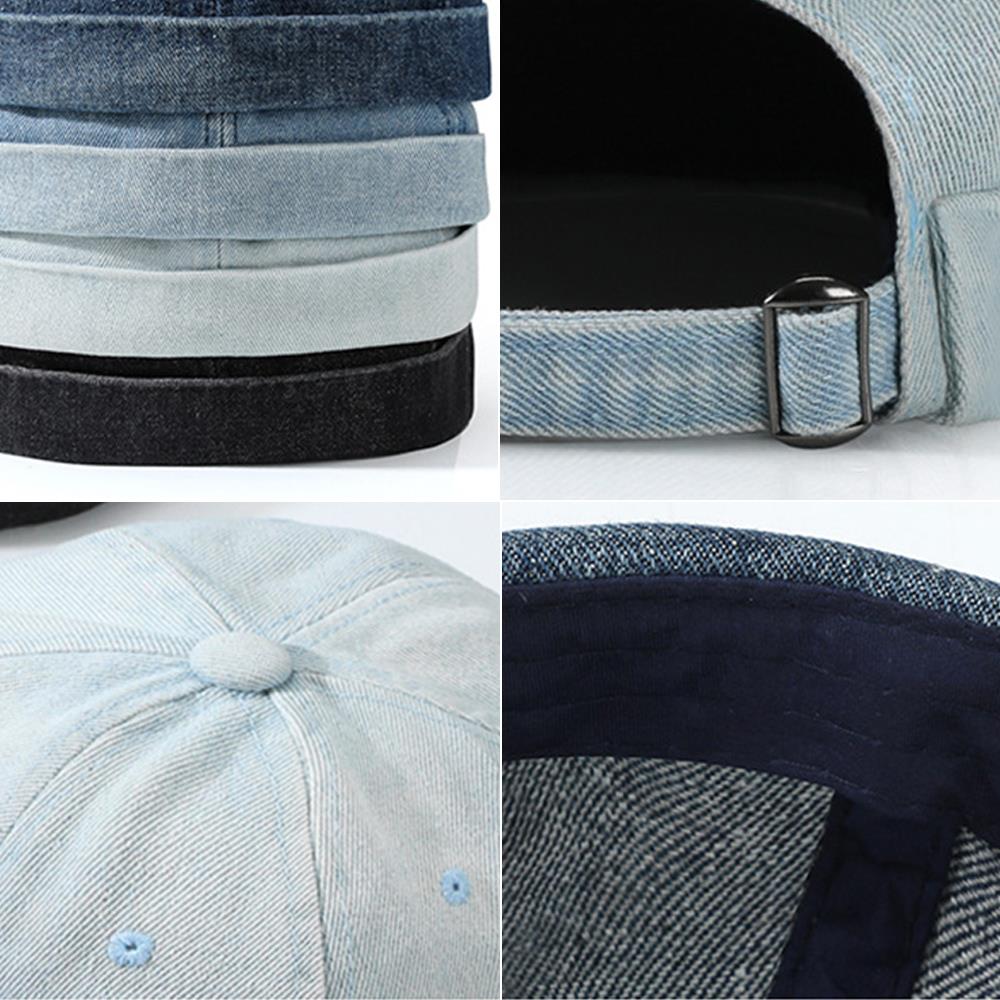 Brimless Skullies Cap Retro Men Adjustable Docker Caps Denim Beanie Hat Hip Hop Hat Vintage Solid Skullcap Unisex Bucket Cap